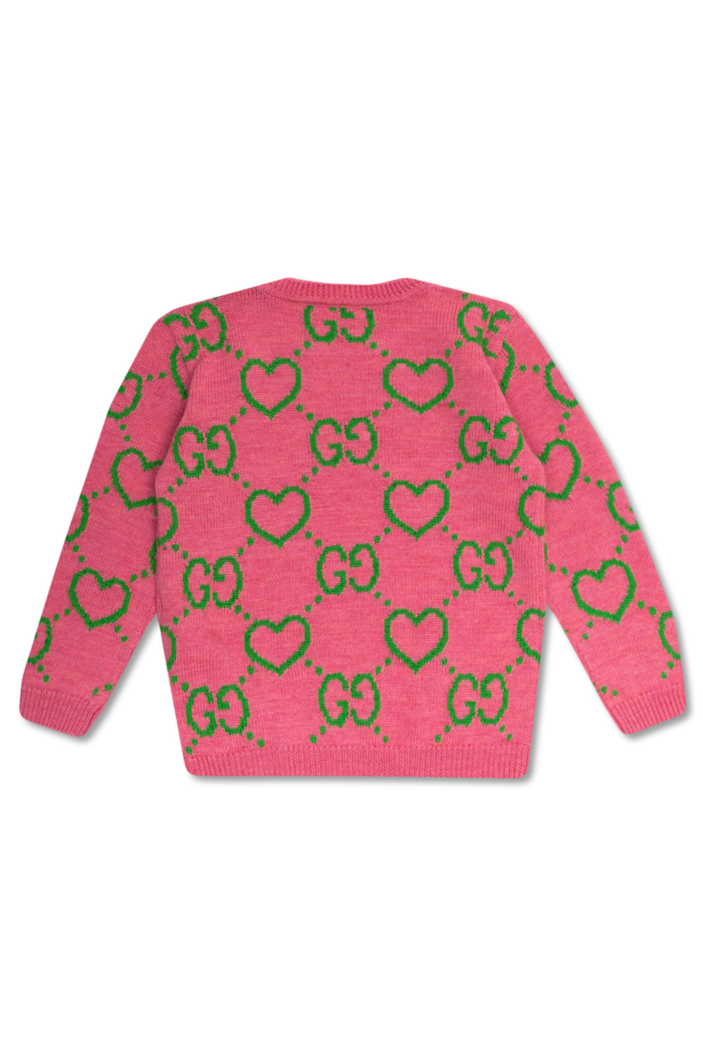 gucci logo buckle belt item Pink Wool sweater with GG pattern Gucci Kids SchaferandweinerShops Mongolia